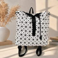 Geometric Foldable White & Black Backpack | Modern Lightweight Travel & Everyday Bag - View 1
