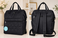 Premium Black Quilted Baby Diaper Backpack | Multi-Function Waterproof Maternity Bag with Insulated Bottle Pocket - View 2