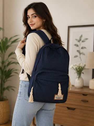 Classic Navy Blue Casual Backpack – Lightweight Multi-Purpose Travel, School & Daily Use Bag