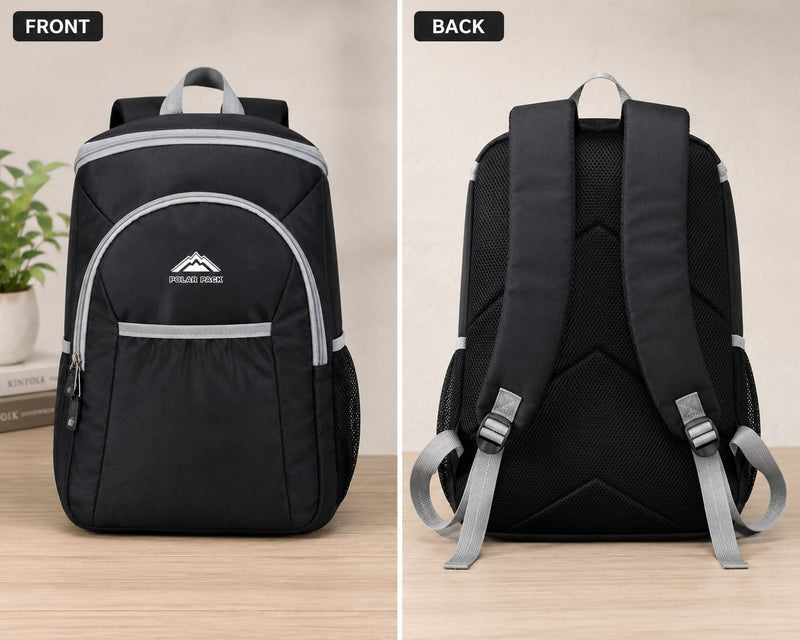 Polar Pack Premium Black Laptop Backpack | Lightweight Water-Resistant Travel & School Bag with Multiple Compartments