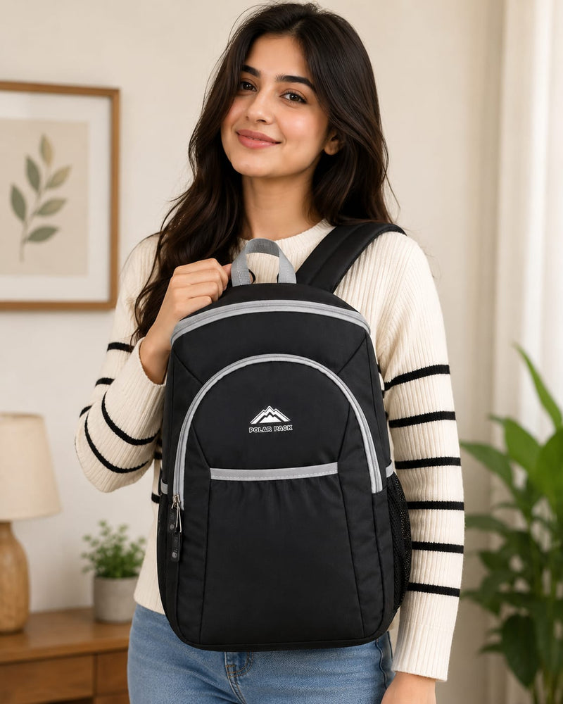 Polar Pack Premium Black Laptop Backpack | Lightweight Water-Resistant Travel & School Bag with Multiple Compartments