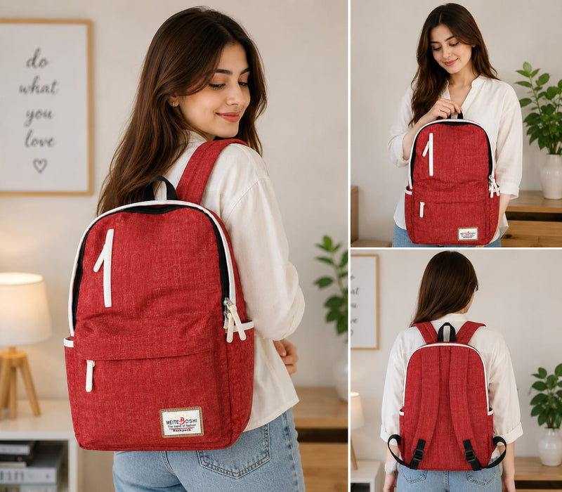 Premium Multi-Purpose Casual Backpack – Red | Lightweight Travel, School & Daily Use Bag