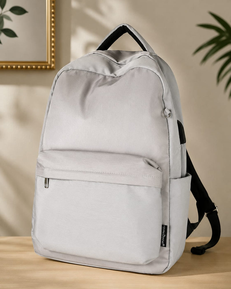 Minimalist Everyday Backpack – Lightweight, Water-Resistant Travel & Laptop Backpack | Light Grey