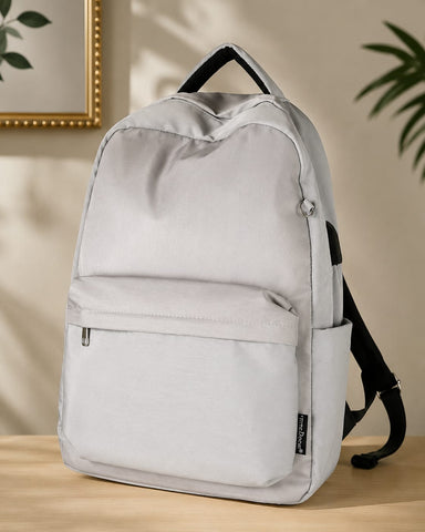 Minimalist Everyday Backpack – Lightweight, Water-Resistant Travel & Laptop Backpack | Light Grey