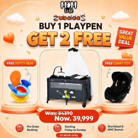 Kidilo P02 Baby Playpen Bundle – Buy 1 Playpen Get FREE Carry Cot & 3-in-1 Potty Training Seat | Limited Time Offer | Zubaidas Pakistan