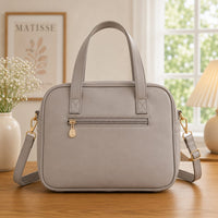 Luxury Quilted Baby Diaper Bag with Scarf & Adjustable Shoulder Strap – Grey - View 2
