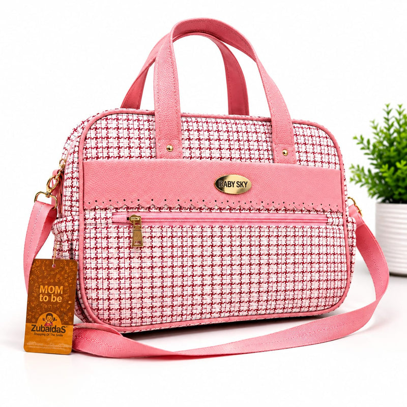 Baby Sky Premium Maternity & Baby Diaper Bag – Stylish Multi-Pocket Travel Bag (Pink)