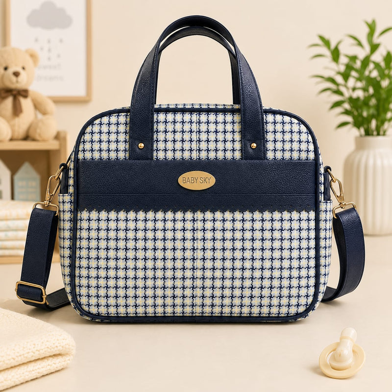 Baby Sky Premium Multi-Functional Maternity & Baby Diaper Bag – Stylish Travel Organizer with Shoulder Strap | Navy Blue
