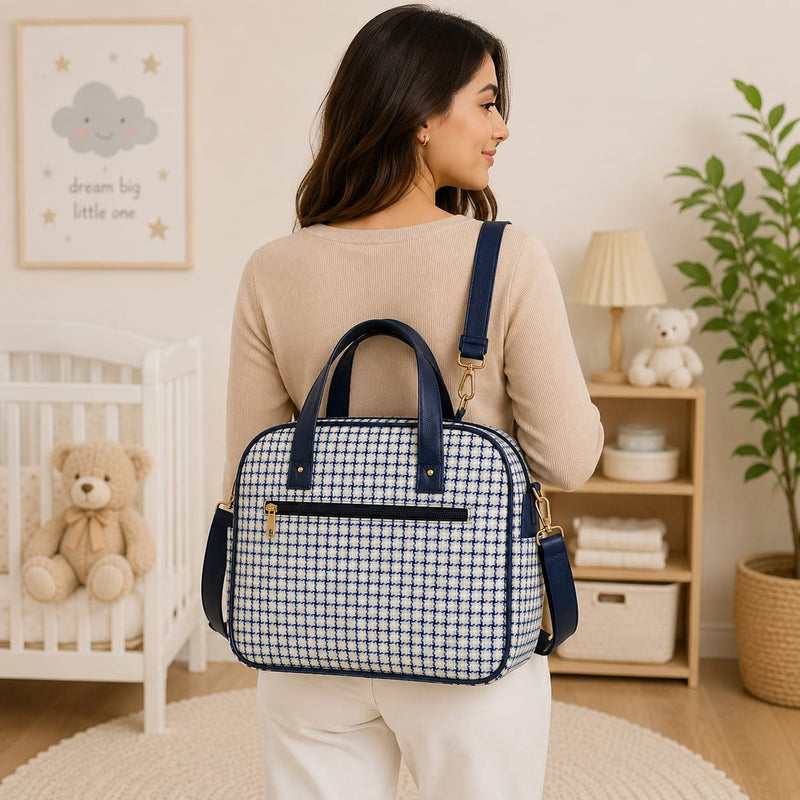 Baby Sky Premium Multi-Functional Maternity & Baby Diaper Bag – Stylish Travel Organizer with Shoulder Strap | Navy Blue
