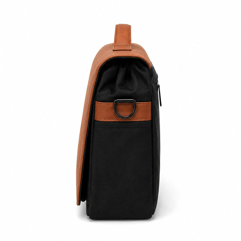 Premium PU Leather Laptop Messenger Bag | Business Briefcase | Office & Travel Shoulder Bag (Brown & Black)