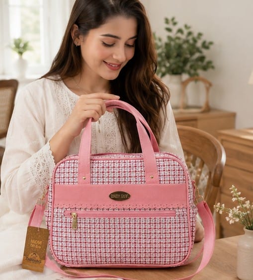 Baby Sky Premium Pink Maternity & Diaper Bag | Stylish Multi-Pocket Baby Travel Bag