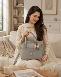 Elegant Grey PU Leather Women's Tote Handbag with Detachable Shoulder Strap - View 2
