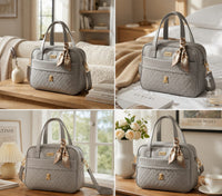Elegant Grey PU Leather Women's Tote Handbag with Detachable Shoulder Strap - View 4