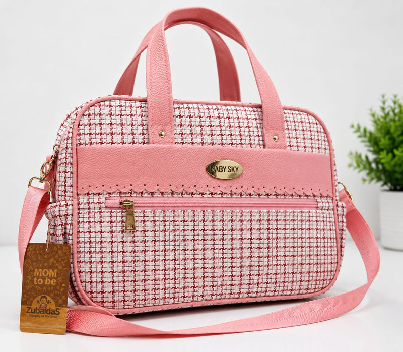 Baby Sky Premium Pink Maternity & Diaper Bag | Stylish Multi-Pocket Baby Travel Bag