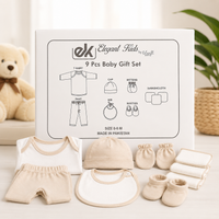 Elegant Kids 10-Piece Newborn Baby Gift Set – Soft Cotton Infant Clothing Set with Hat, Bib & Mittens (Beige) - View 2