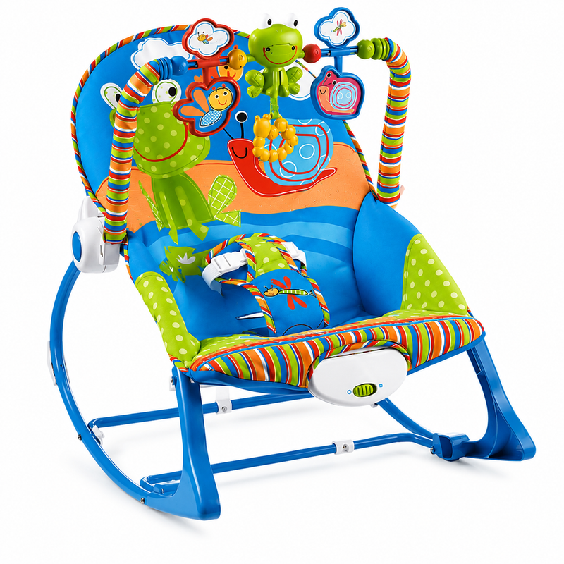 Premium Baby Rocker & Bouncer Seat with Vibration, Toy Bar & Adjustable Recline -JOLLUI