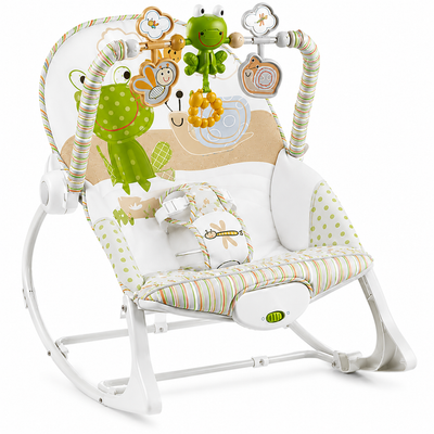 Premium Baby Rocker & Bouncer Seat with Vibration, Toy Bar & Adjustable Recline -JOLLUI