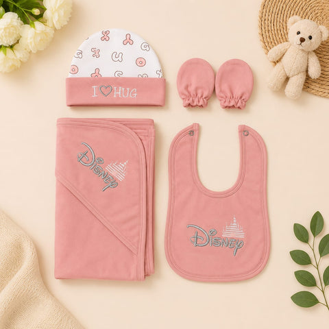 6-Piece Disney Baby Newborn Gift Set – Cotton Clothing Set with Blanket, Bib, Cap, Mittens, Top & Pants