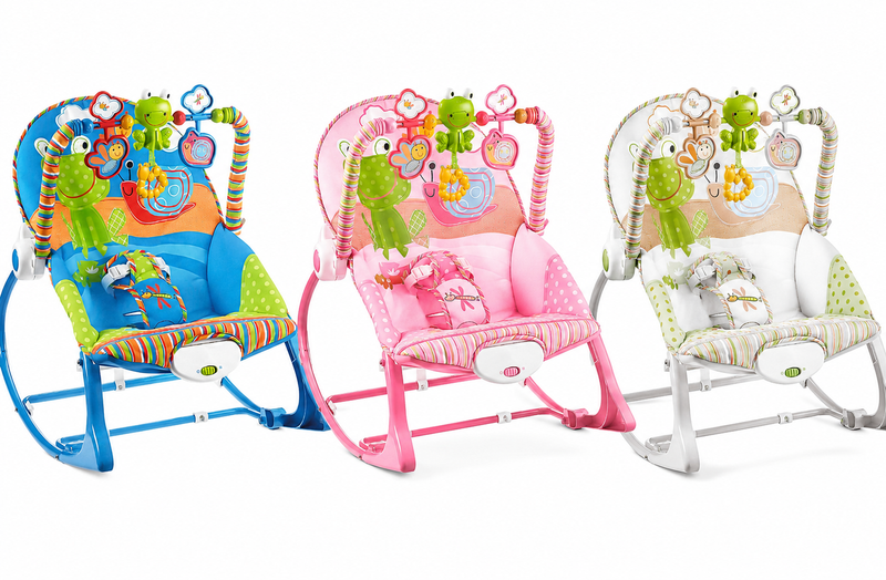 Premium Baby Rocker & Bouncer Seat with Vibration, Toy Bar & Adjustable Recline -JOLLUI