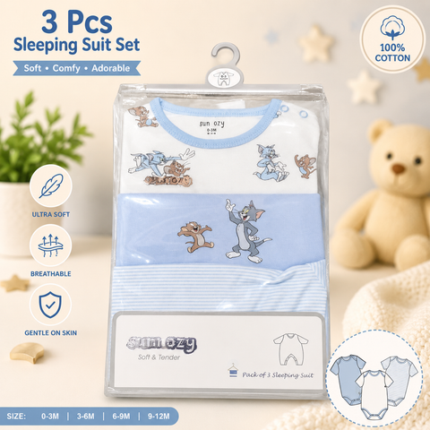 3-Piece Tom and Jerry Cotton Sleeping Suit Set