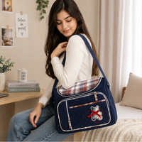 Premium Navy Blue Multi-Pocket Baby Diaper Bag | Stylish & Spacious Mommy Shoulder Bag - View 4