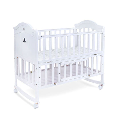 WOODEN BABY COT WITH STORAGE – WHITE