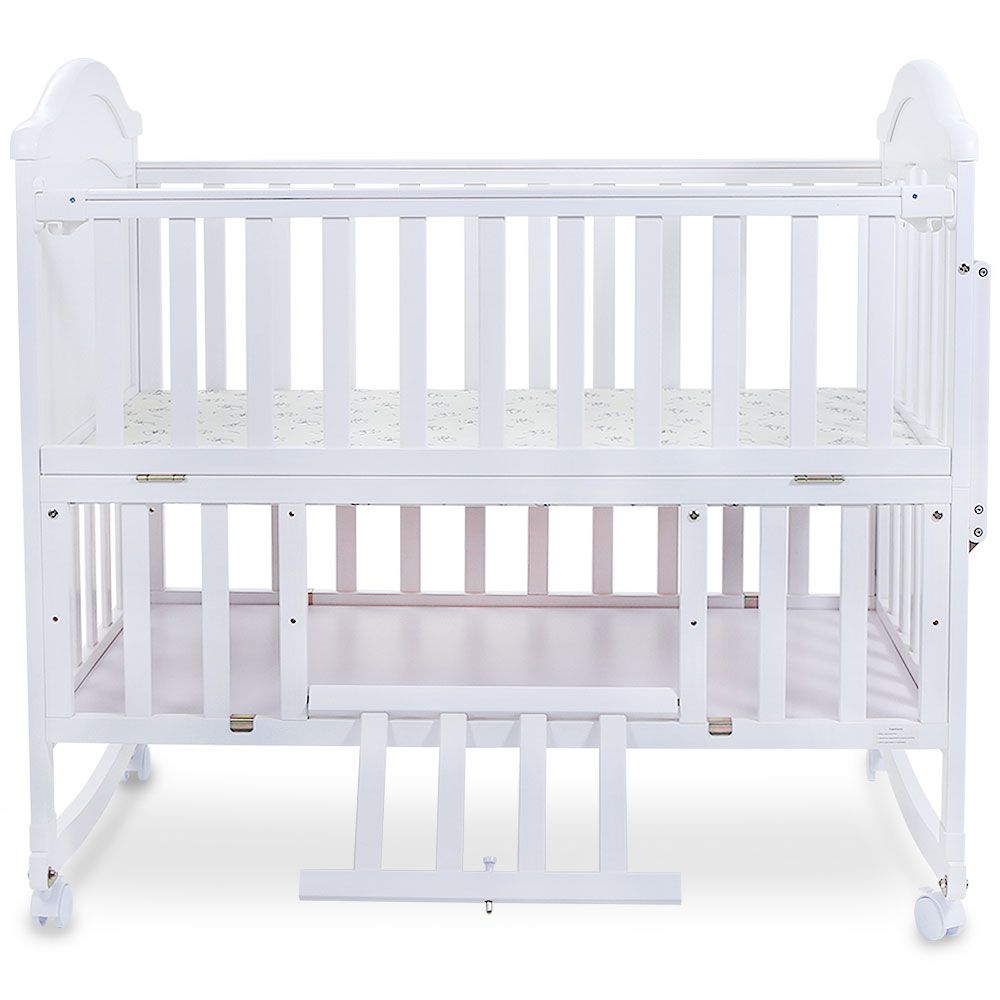 WOODEN BABY COT WITH STORAGE – WHITE
