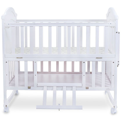 WOODEN BABY COT WITH STORAGE – WHITE