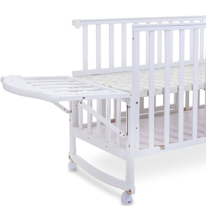 WOODEN BABY COT WITH STORAGE – WHITE