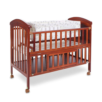 WOODEN BABY COT WITH STORAGE – BROWN