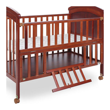 WOODEN BABY COT WITH STORAGE – BROWN