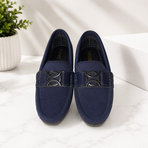 Boys Navy Blue Suede Loafers – Premium Slip-On Casual & Formal Shoes