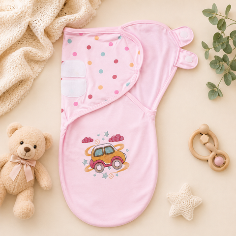 Soft Newborn Swaddle Wrap – Adjustable Cotton Baby Sleep Sack with Magic Wand Design