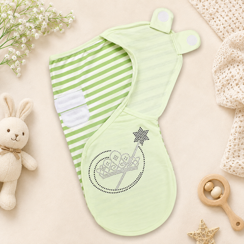 Soft Newborn Swaddle Wrap – Adjustable Cotton Baby Sleep Sack with Magic Wand Design