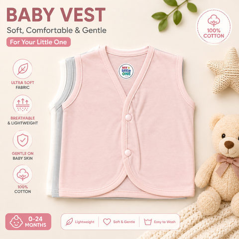 Soft & Gentle 100% Cotton Baby Vest Set (0-24 Months)