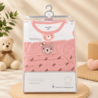 Adorable Pink Bear Print Cotton Baby Romper (3-6M) - View 4