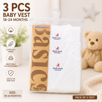 3-Piece Pure Cotton White Baby Vest Set (18-24 Months) - View 1