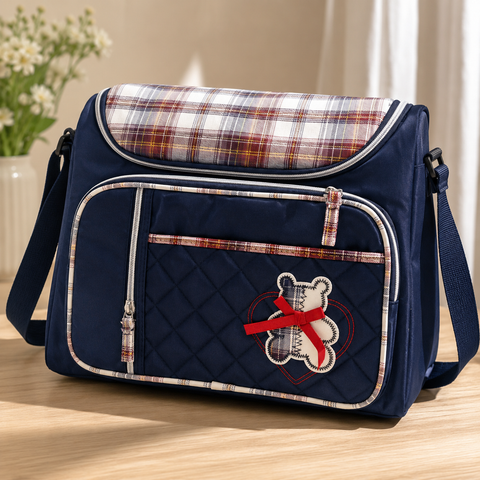 Premium Navy Blue Multi-Pocket Baby Diaper Bag | Stylish & Spacious Mommy Shoulder Bag