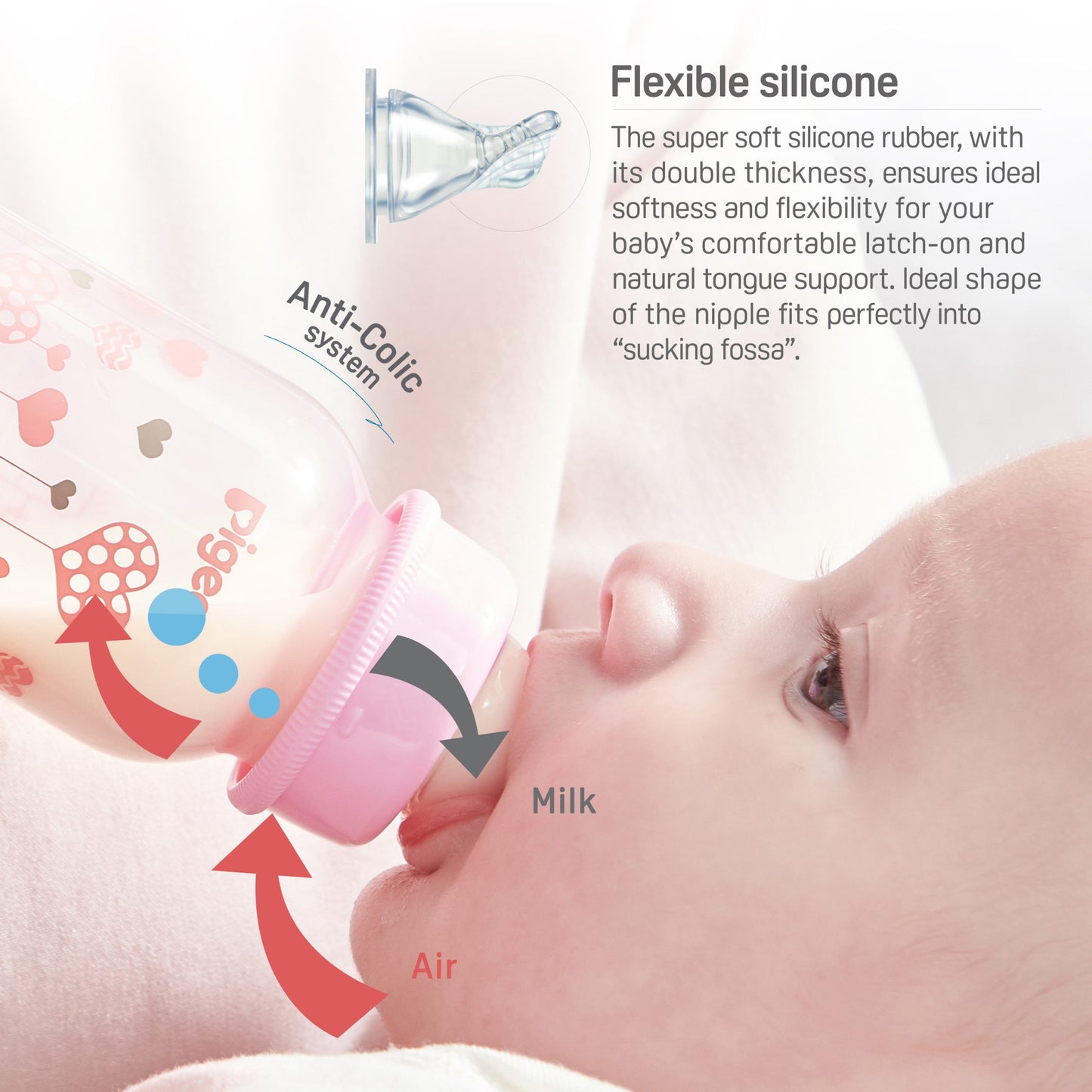 PIGEON NURSING BOTTLE – CRYSTAL PP WITH ANTI-COLIC TEAT