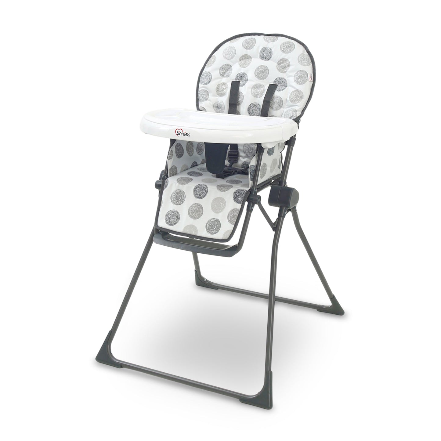 TINNIES PREMIUM GREY POLKA DOT FOLDABLE HIGH CHAIR