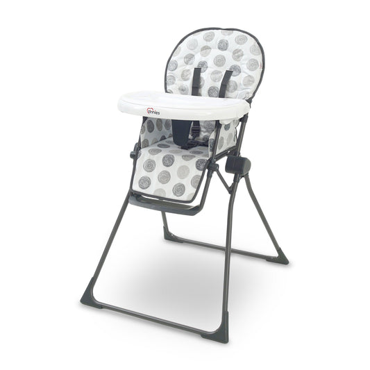TINNIES PREMIUM GREY POLKA DOT FOLDABLE HIGH CHAIR