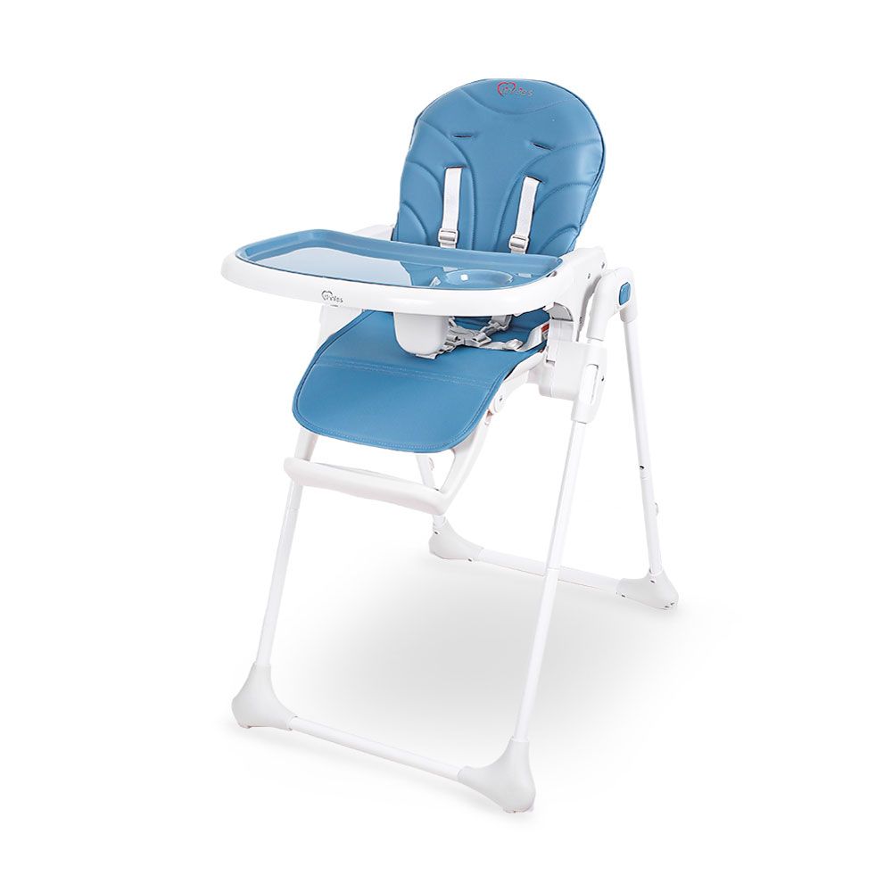 PREMIUM BLUE ADJUSTABLE BABY HIGH CHAIR WITH RECLINE, HEIGHT CONTROL & SAFETY HARNESS