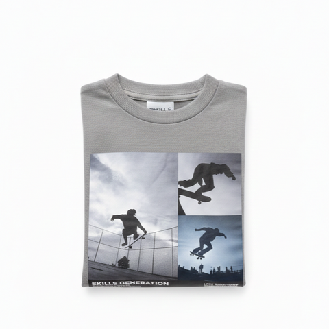 Boys Urban Skate Print Long Sleeve Cotton Shirt Zubaidas