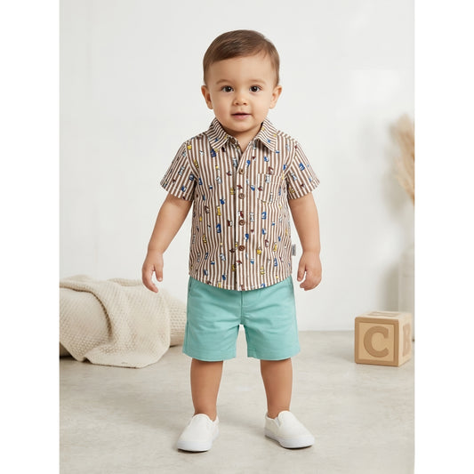 Casual Smart Toddler 2-Piece Outfit Brown/Mint Zubaidas