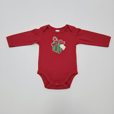 Festive Red Long-Sleeve Baby Bodysuit Soft Cotton One-Piece Zubaidas