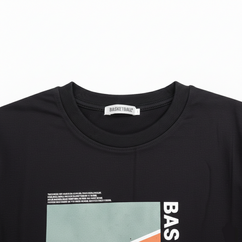 Boys Los Angeles Basketball Graphic Long Sleeve Tee Black Zubaidas