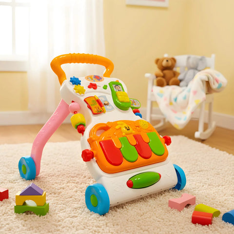 Baby Activity Walker with Musical Piano | 2-in-1 Learning Walker & Interactive Activity Center