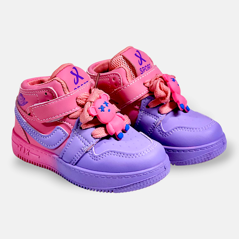 Girls Bear Charm Sneakers
