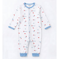 Pack-3 Baby Boys Long-Sleeve Cotton Romper Set Blue & White Zubaidas - View 3