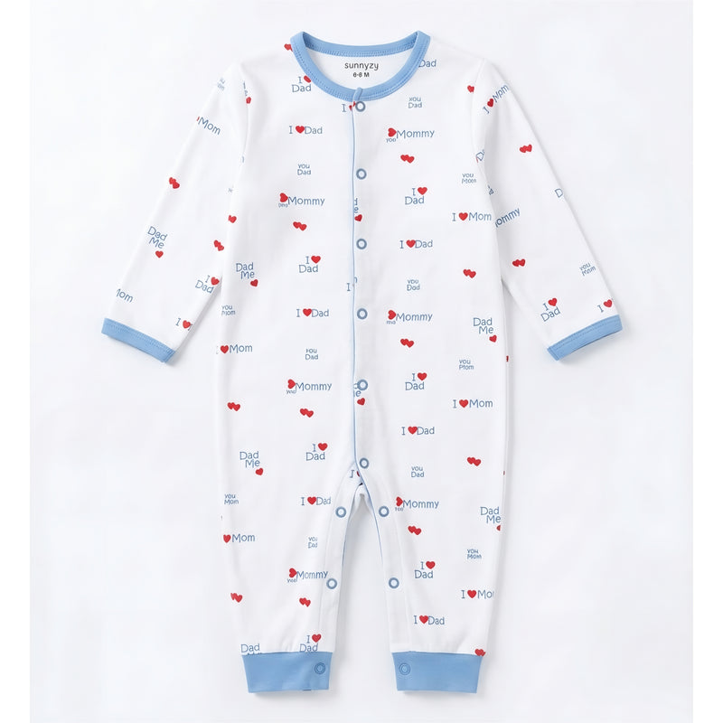 Pack-3 Baby Boys Long-Sleeve Cotton Romper Set Blue & White Zubaidas